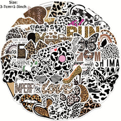 50Pcs Leopard Print Series Graffiti Stickers Waterproof DIY Creative Toy