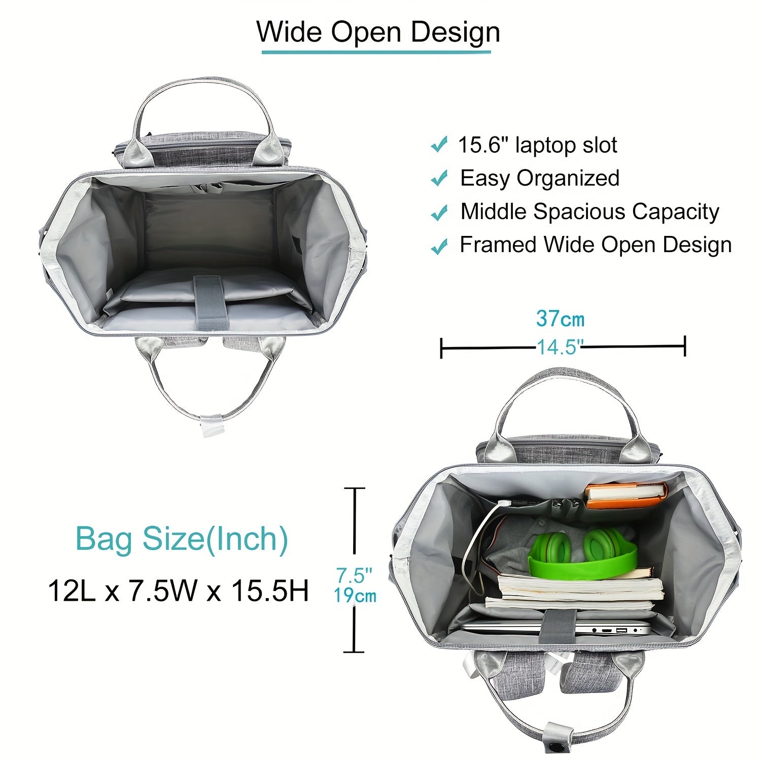 Casual Backpack USB Charging Port Large Waterproof Computer Bag