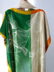  Colorblock Floral Print Kaftan Dress