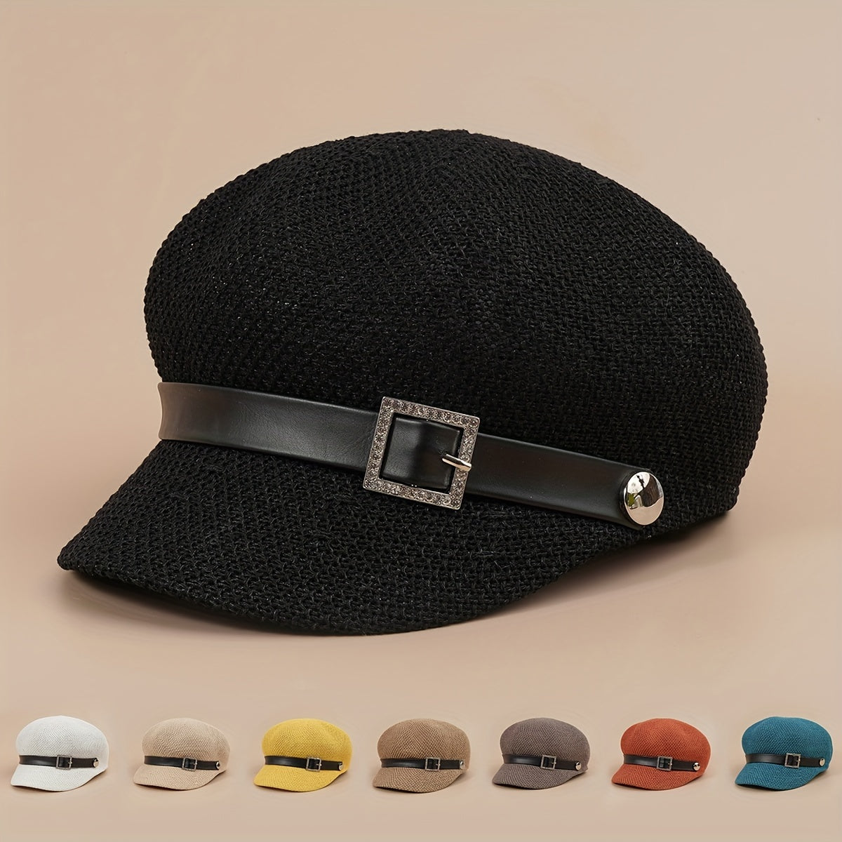 Hollow Out Beret Solid Breathable Newsboy Hat British Style Octagonal Hats