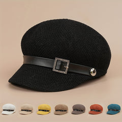 Hollow Out Beret Solid Breathable Newsboy Hat British Style Octagonal Hats
