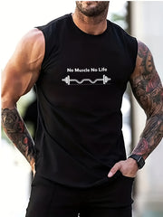 Men's Motto Print Tank Top for Outdoor Sports