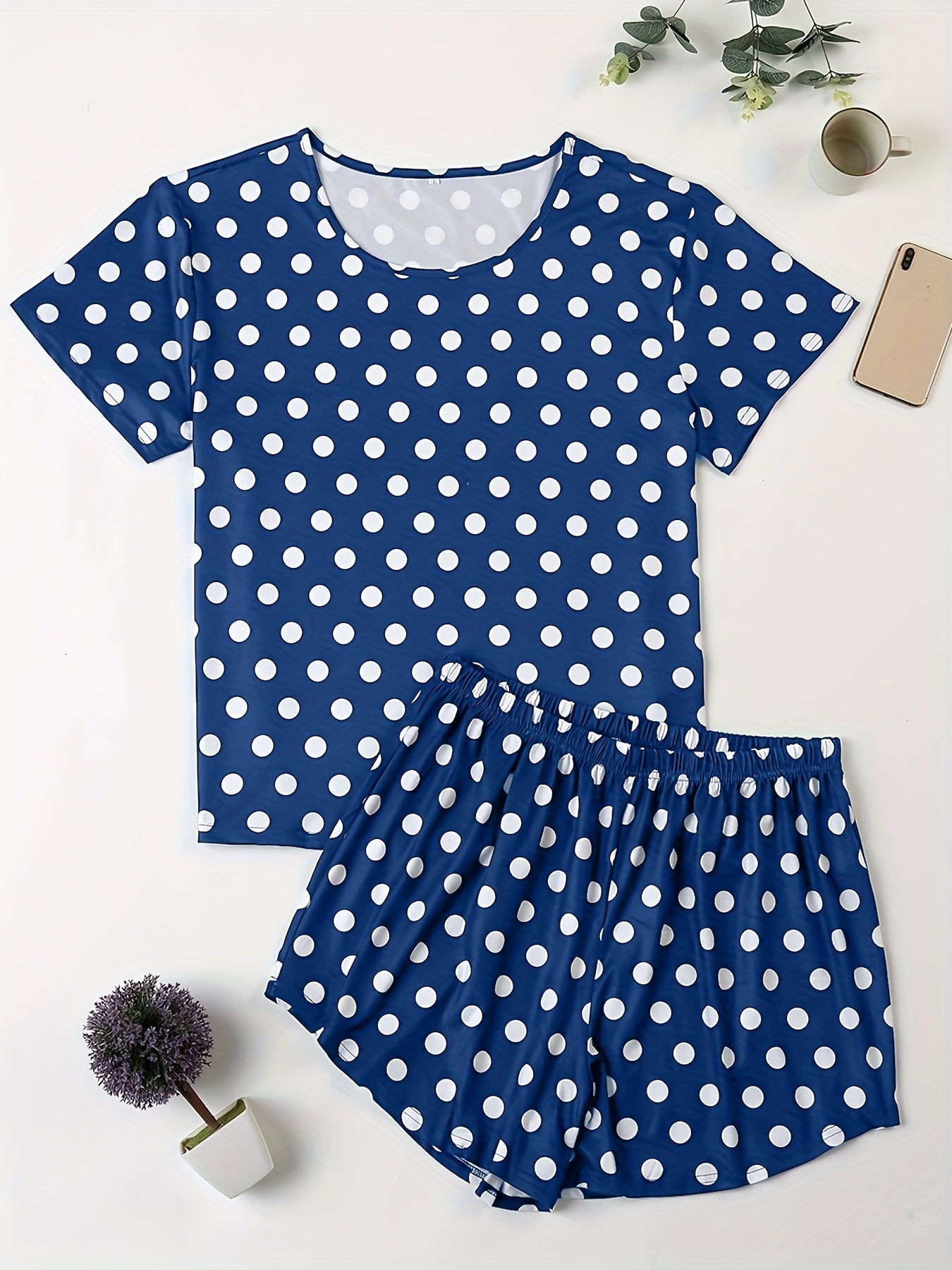  Polka Dot Tee & Shorts Pajama Set