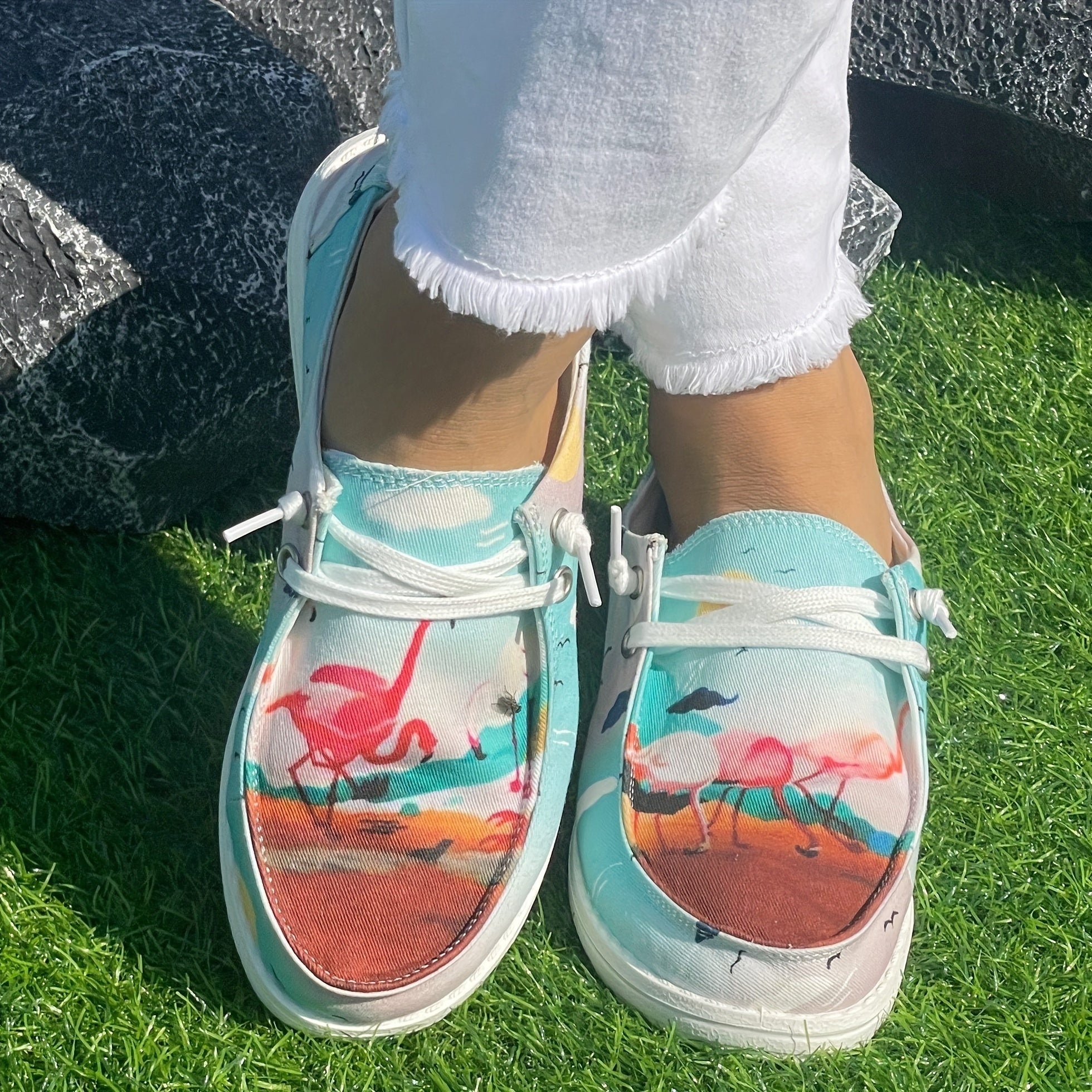 Thousand Crane Pattern Flat Shoes Women's Shallow Mouth Casual Shoes