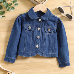 Toddler Baby Girls Cropped Denim Coat Cotton Button Cardigan Blouse