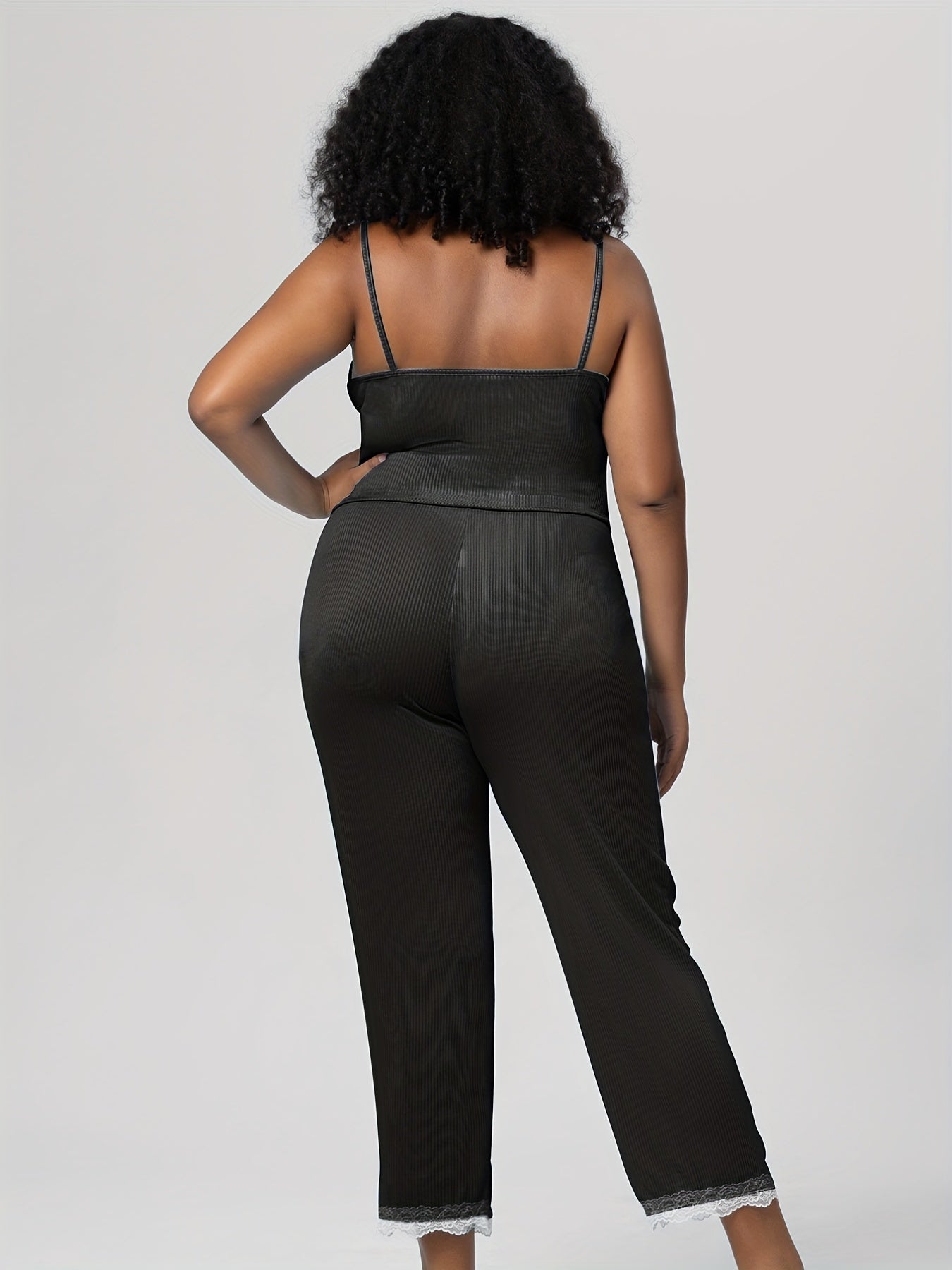  Sexy Pajamas Set Ribbed Cami Top & Knot Pants Two Piece Set