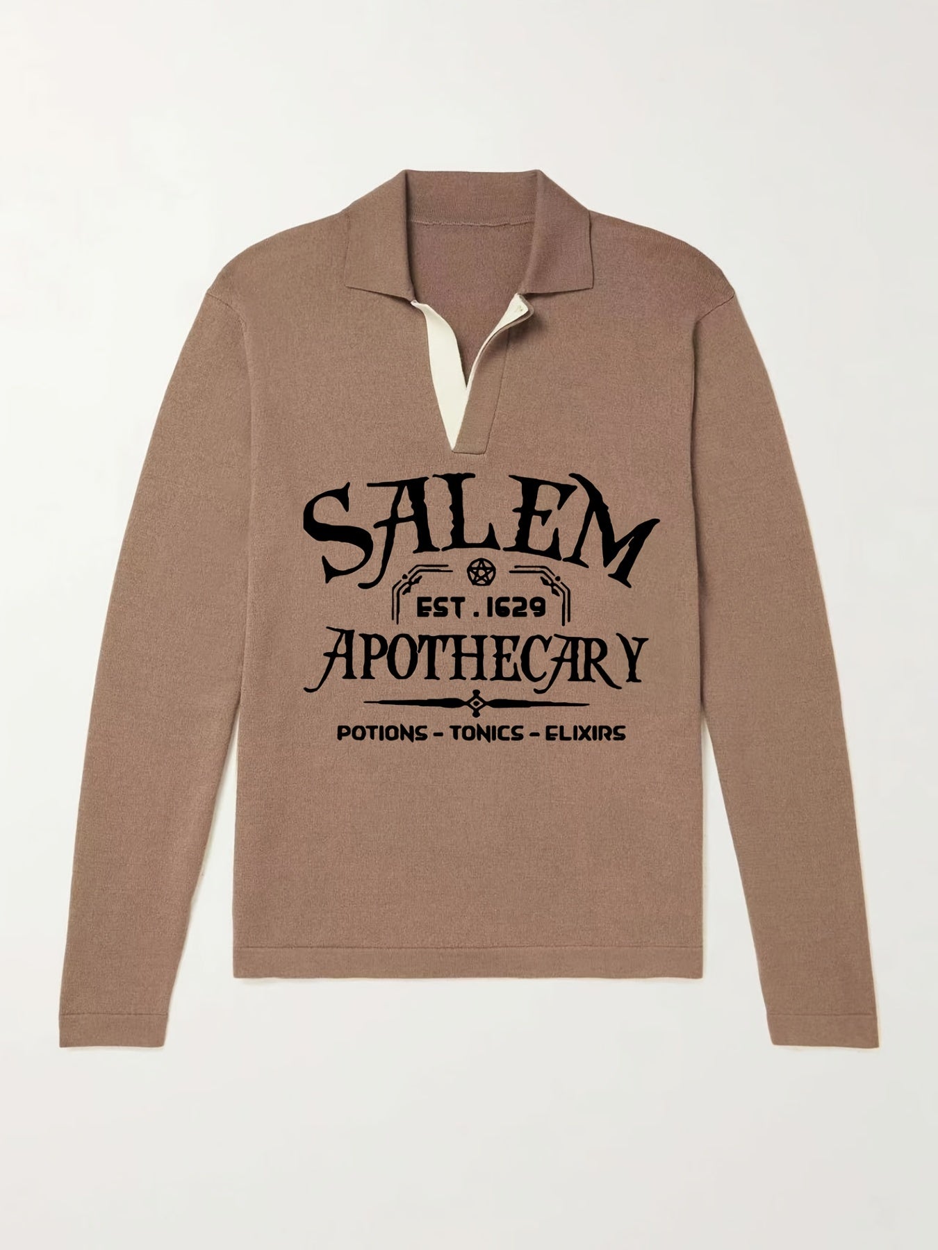 Retro Letter Pattern Knit Polo Sweater Men's Casual Lapel Pullover