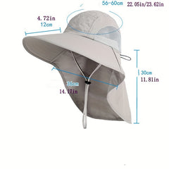 UPF50 Sun Protection Wide Brim Hat with Neck Flap for Men and Women