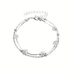 Men's Faux Diamond Crystal Anklet Double Layer For Unisex