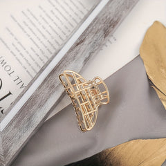 5PCS Hollow Heart Metal Hair Claw Clips Non Slip Mini Golden Geometric Barrettes