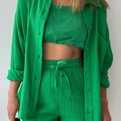  Long Sleeve Shirt & Shorts Outfit Set