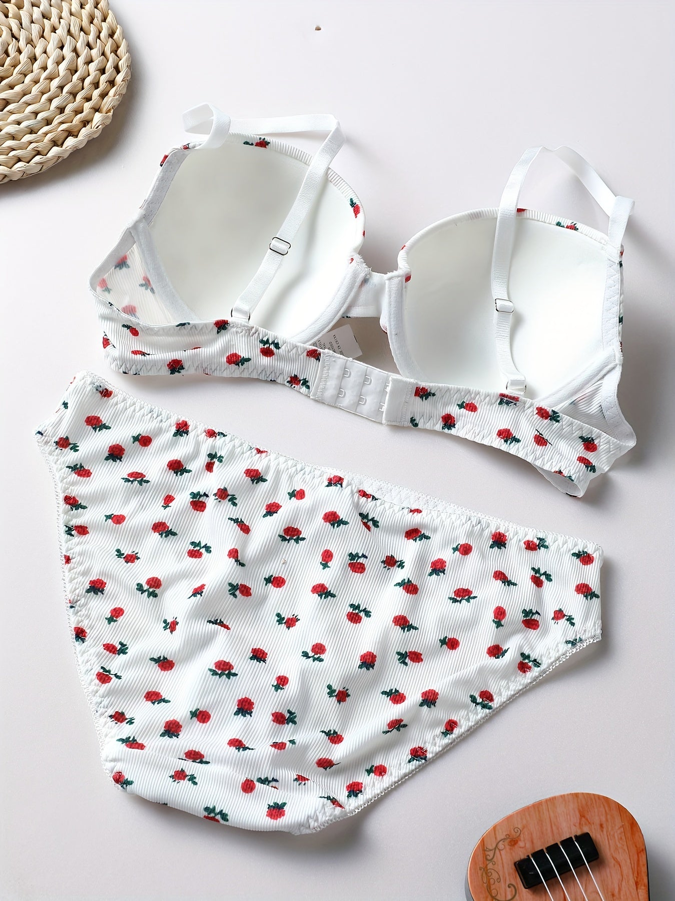 Floral Print Push Up Bra & Panties Set