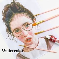 10pcs Watercolor Gouache Painting Brush Set Round Pointed Hook Pen Hair Brushes