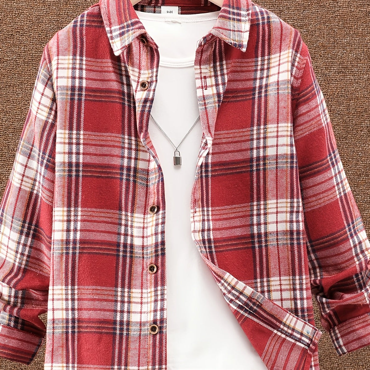 Boys Plaid Shirts Long Sleeve Lapel Tops Spring Fall Outwear Jackets