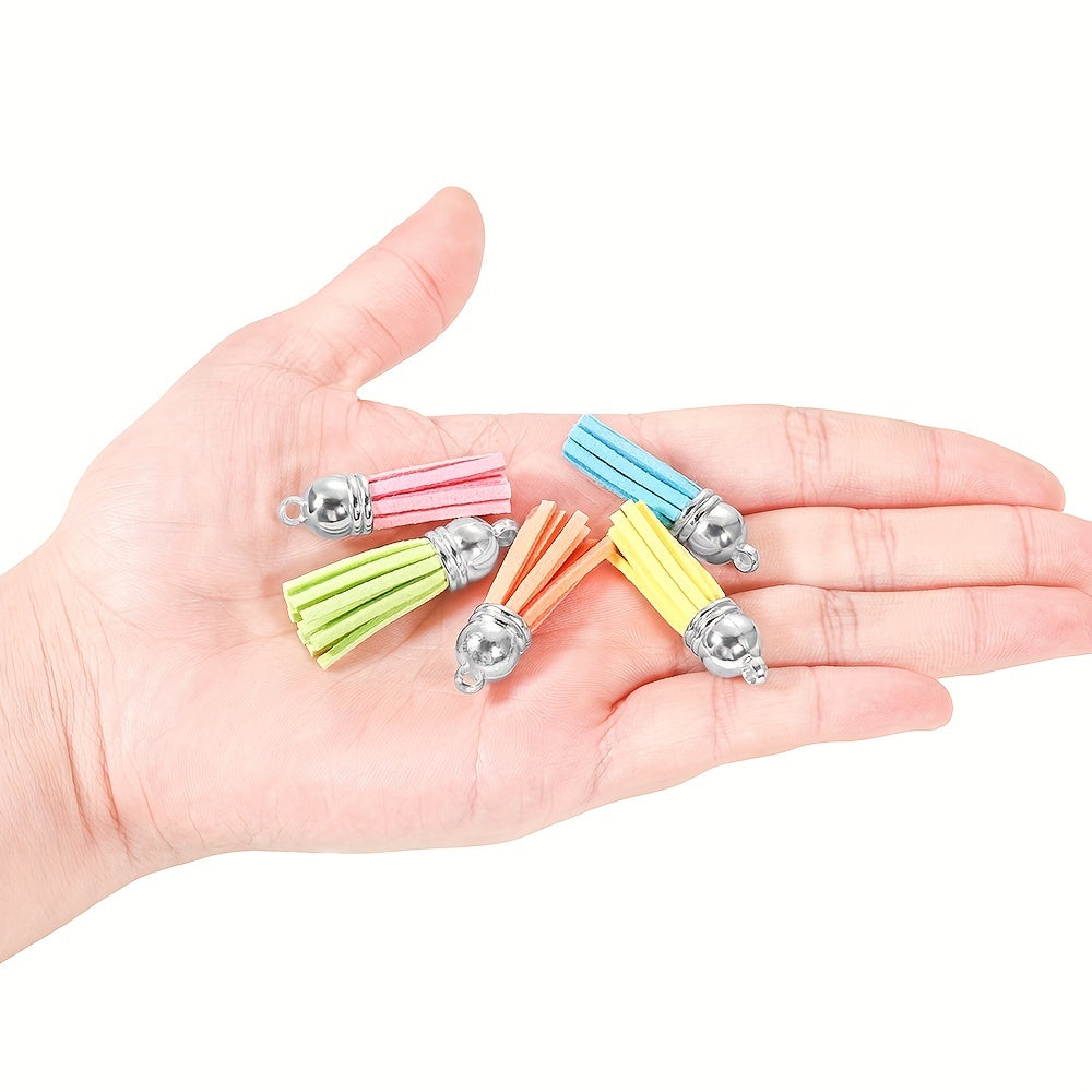 20pcs 38mm Leather Tassel Fringe Keychain Strap Fiber Suede Tassel Key Chains