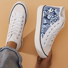 Girl's Floral High Top Skate Shoes Lace Up Sneakers