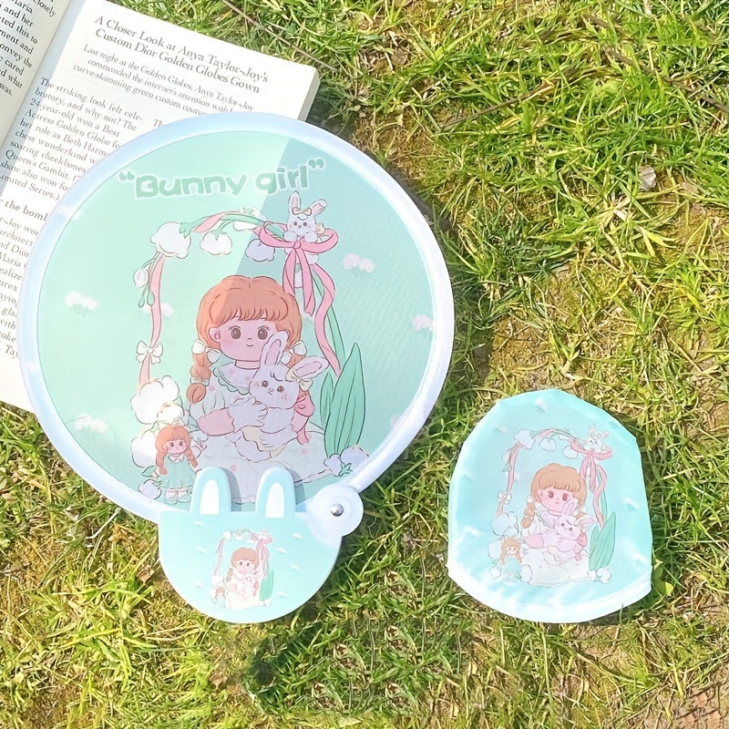 Kids Cartoon Round Fan Mini Cloth Pocket Fan Portable Fan