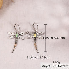Vintage Moonstone Dragonfly Earrings 925 Silver Plated