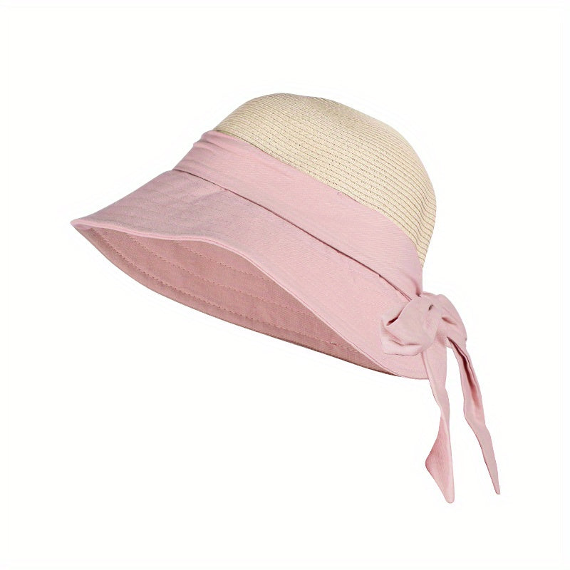 Bowknot Cotton Bucket Hat Hollow Breathable Travel Beach Sun Hats