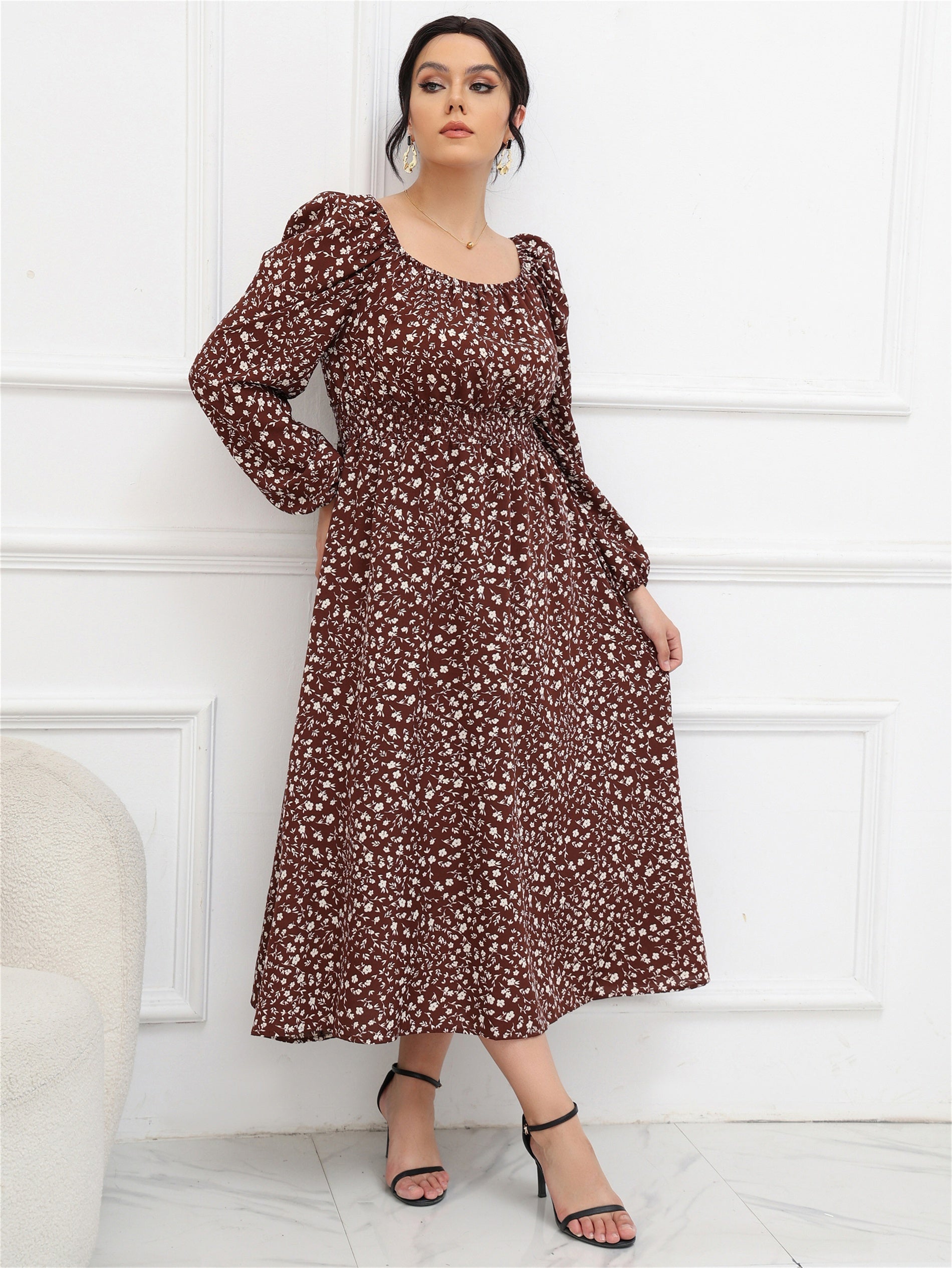  Women's Ditsy Floral Print Maxi Dress