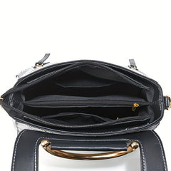 Floral Print Shoulder Bag Magnetic Closure PU Leather