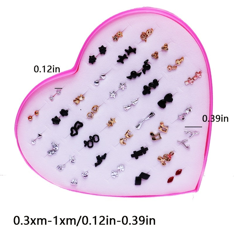 36 Pairs Mixed Hair Stud Earrings Set Women's Jewelry Women's Accessories