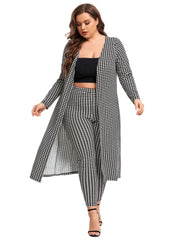  Houndstooth Print Cardigan & Skinny Pants Set
