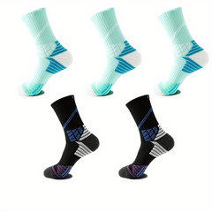5 Pairs Colorblock Sports Socks for Women