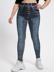 Denim Print Slim Pants Casual High Waist Long Length Pants