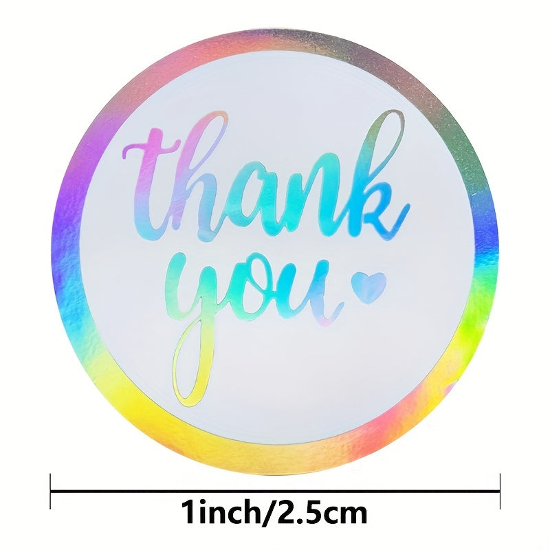 500 Sheets Roll 2 54 Cm Rainbow Laser Thank You Sticker