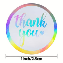 500 Sheets Roll 2 54 Cm Rainbow Laser Thank You Sticker