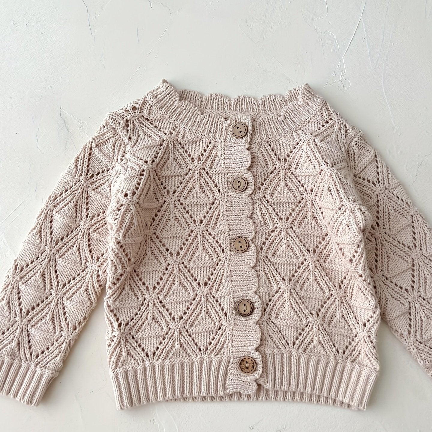 Infant Girls Cardigan Sweater Round Neck Button Knit & Cutout Blouse