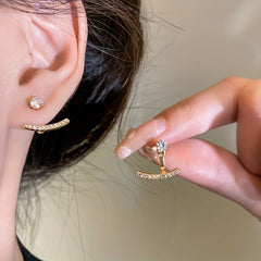 Minimalist Style Synthetic Gems Stud Earrings 18K Plated