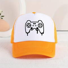 Kids Mesh Sunshade Gamepad Embroidery Baseball Cap