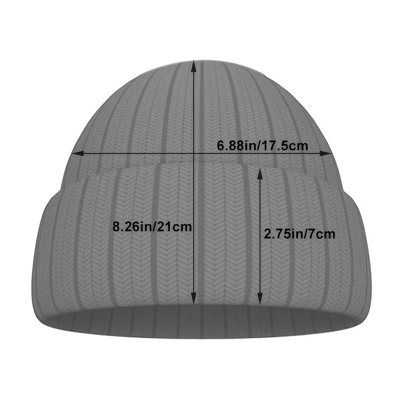 Men's Knitted Embroidered Beanie Hat
