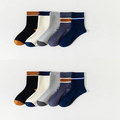 10 Pairs Stripe Print Ribbed Socks Women's Stockings