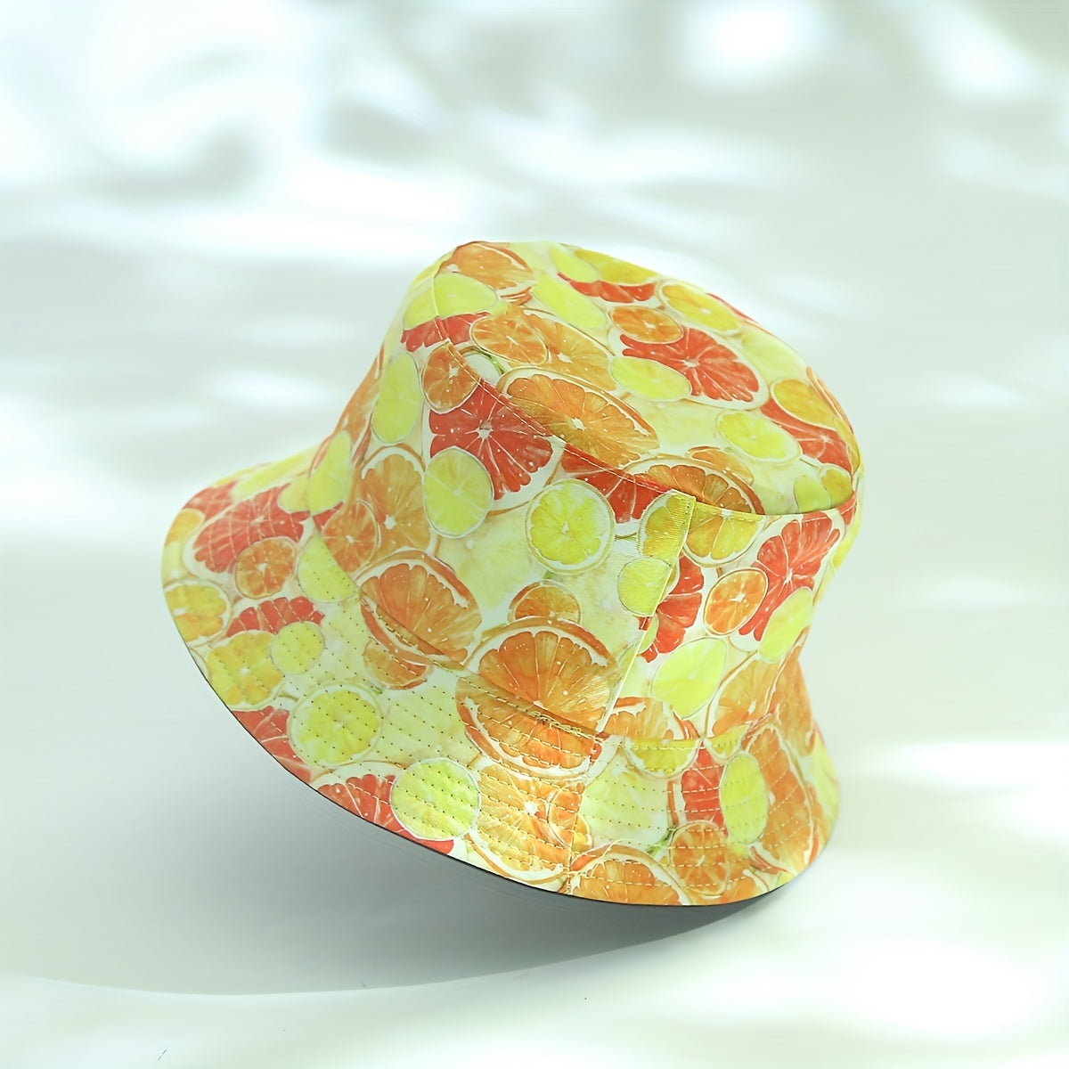 Orange Grapefruit Print Bucket Hat Reversible Sunscreen Beach Fisherman Cap