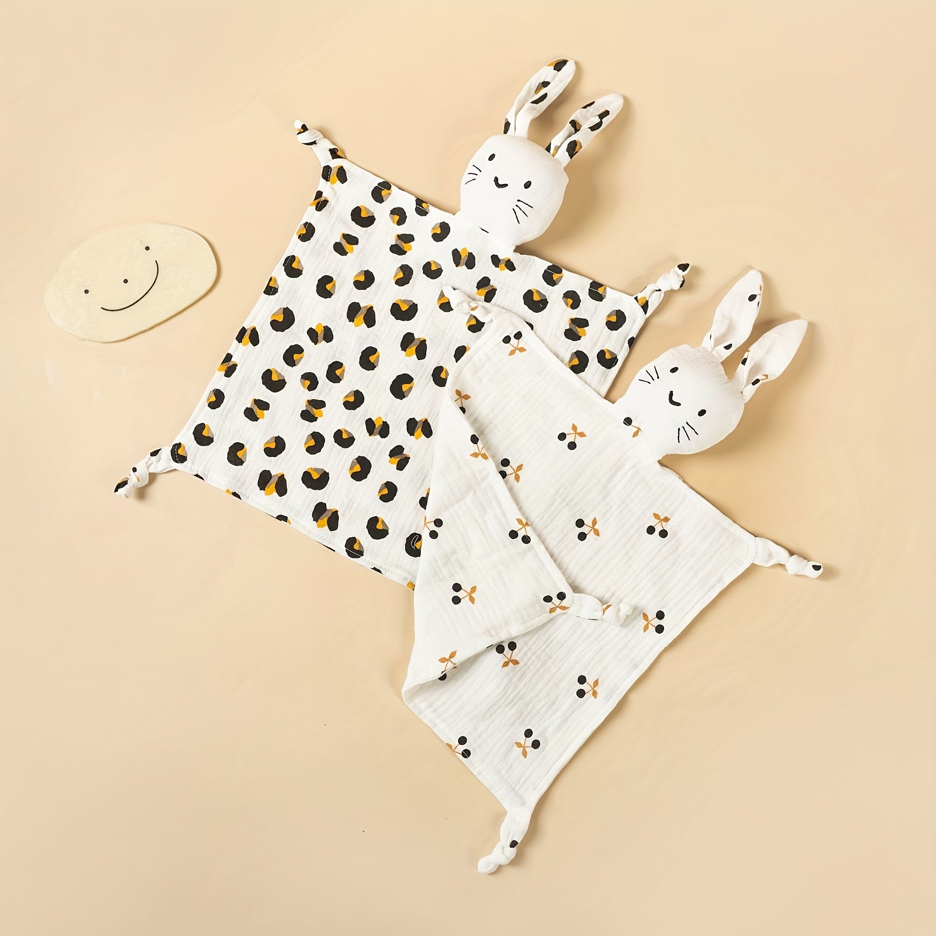 Baby Cotton Gauze Bib Rabbit Ear Doll 6-12 Months Sleeping Blanket