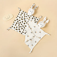 Baby Cotton Gauze Bib Rabbit Ear Doll 6-12 Months Sleeping Blanket