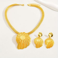 18K Plated Conch Bridal Necklace & Earrings Set for Women