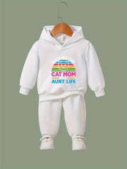 Cat Mom and Aunt Life 2pcs Activewear Sets for Girls