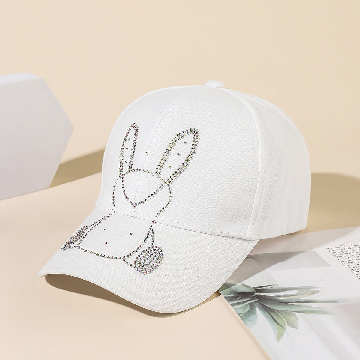 Rhinestone Bunny Baseball Cap Women Adjustable Sports Sun Hat Dad Hats