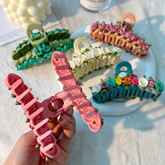 Colorful Flower Hair Claw Clip for Women Girls