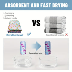 Cartoon Print Microfiber Beach Towel Quick Drying Lightweight