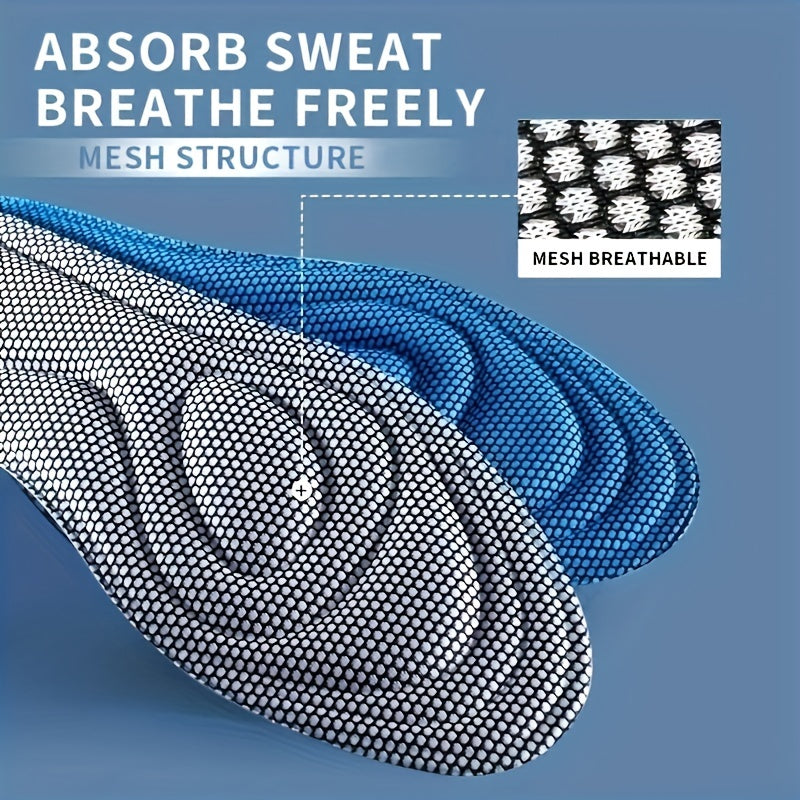 1 Pair 5D Grey Sports Insoles Memory Foam Orthopedic Anti Odor High Elastic