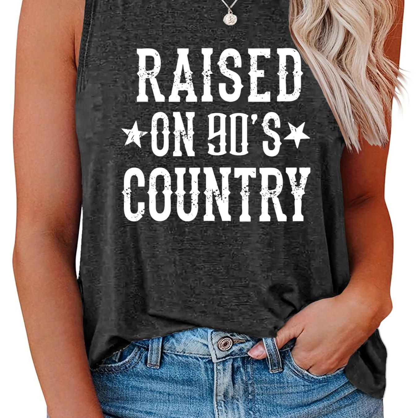  Casual Tank Top Women's Plus Slogan Print Round Neck