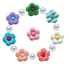 28pcs Faux Pearl & Flower Shoe Charms For Clogs DIY Shoes Accessories