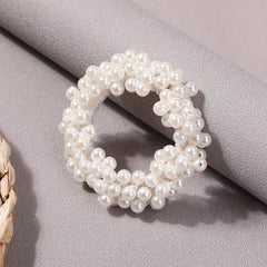 Faux Pearl Beaded Hair Tie Elastic Ponytail Holder Hair Accessories