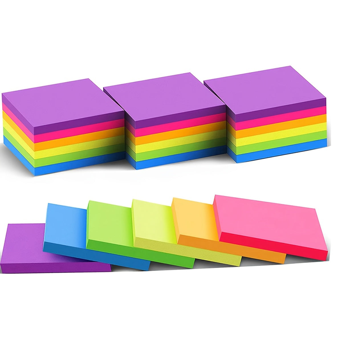 Fluorescent Sticky Notes Memo Pad Office Supplies 6 Pack