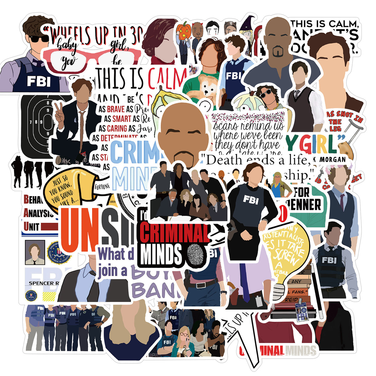 50pcs Drama Doodle Laptop Stickers Waterproof for Travel Case Skateboard
